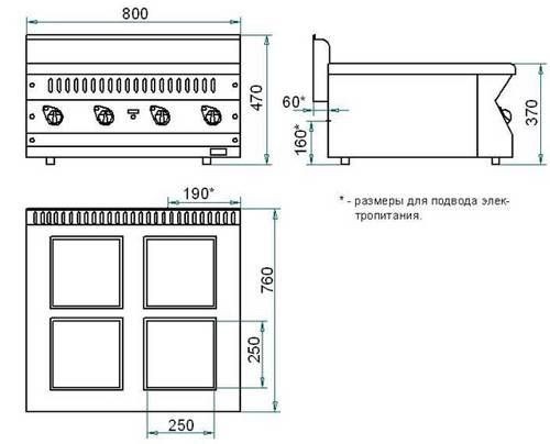 Плита 4 конфорочная 700 серии Abat ЭПК-47Н hladon