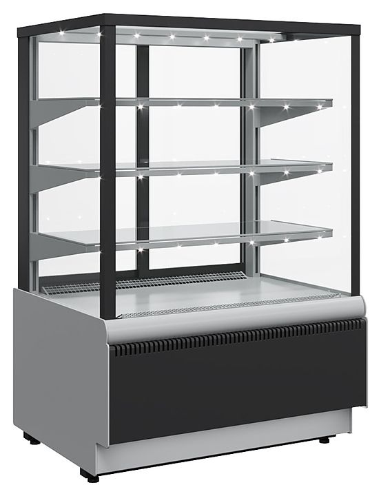 Витрина холодильная кондитерская KC70 VV 1,3-1 Standard 9006-9005 (ВХСВ-1,3Д Carboma Cube люкс)техно