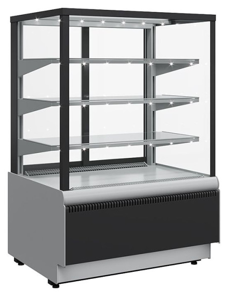 Витрина холодильная кондитерская KC70 VH 1,3-1 Light 9006-9005 (ВХСВ-1,3Д Carboma Cube Д/шок.) техно