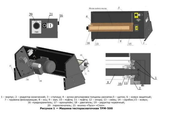 Машина тестораскаточная ТРМ-500 hladon