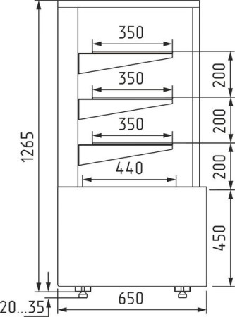 Витрина хлебная K70 N 0,9-1 Light 0012-0109 (хлебная 0,9 Carboma) с фронтальным стеклом hladon