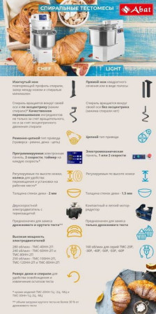 Тестомес Abat ТМС-40НН-2Ц hladon
